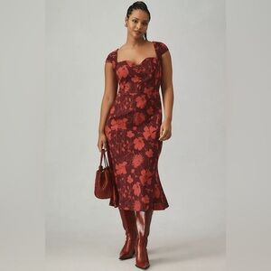 Anthropologie Red Floral Dress